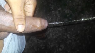 Ebony big black cock pissing