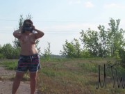 real risky public flash, completely naked on the side of the road, exhibitionist wife