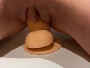 Skinny goth slut takes big dildo in her hole 15/16