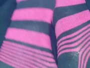 Teen Girl in Striped Socks