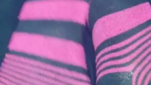 Teen Girl in Striped Socks