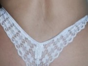 Fucking my step-sister doggy style with white lace thong!