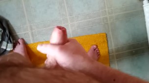 Wank in the bathroom