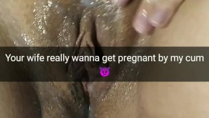 My wife wanna get pregnant by his lover cum! Pussy stuffing with cum
