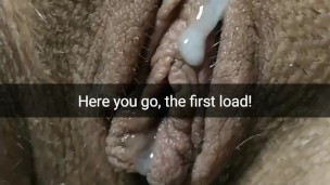 First cumshot before they gangbanged my wife with no-condoms no pills! [Cuckold. Snapchat]