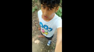 Shaking cum out of fat cock public