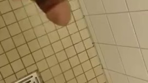 Hung 17cm Teen DomTop Pissing HARD In Public Shower - Almost Got Caught