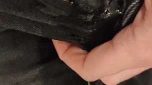 Pissing Black shorts and Sneakers