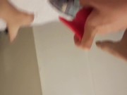 "Kitty" Solo Masterbation with red dildo. CLOSE UP!!