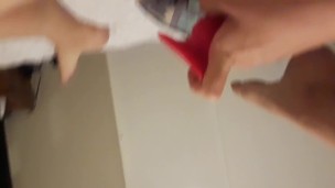 "Kitty" Solo Masterbation with red dildo. CLOSE UP!!