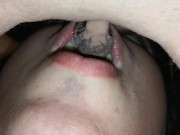 Pee in mouth laying down