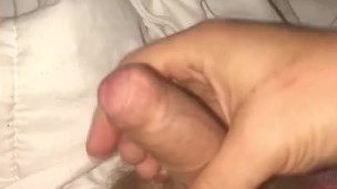 Jacking My Uncut Cock in Bed Until I Explode
