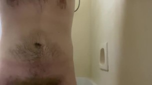 Russian Goth has a wank in the shower