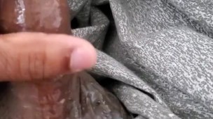 Cumshot from chub uncut cock