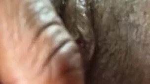 Teen ebony plays with herself