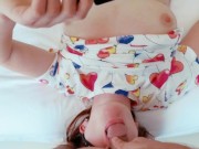 POV Blowjob Feet Soles View | Licking Cumshot from Face - Cum Kissing Redhead Ginger Teen 12/16