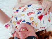POV Blowjob Feet Soles View | Licking Cumshot from Face - Cum Kissing Redhead Ginger Teen 16/16