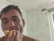 A peach has ripened in the garden. 15/16