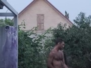 A peach has ripened in the garden. 3/16