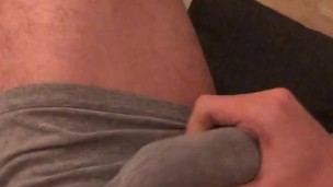 19 year old college guy Jesse Gold jerks of and cums in grey underwear