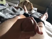 Moaning as I cum a big load from my hard cock