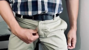 Asian Cock Grabbing And Rotation over my pants