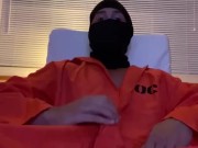 Masked Prisoner breaks into a house and fucks a fleshlight.   Moans and cums inside it!