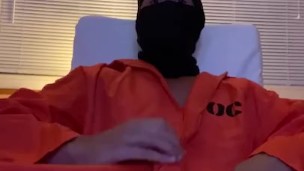 Masked Prisoner breaks into a house and fucks a fleshlight. Moans and cums inside it!
