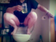 BBW Aussie piss in jar suck & blow bubbles