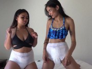 These two girls have been running rampant. Spanking time. 1/16