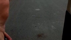 Totally naked barefoot on Roadside flashing 