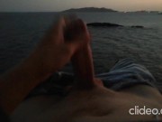 Skinny guy masturbates on a cliff during a sunset in Ibiza 12/16