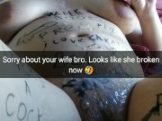 My wife now a broken and maybe pregnant cumslut after hard no-condom gangbang!