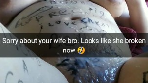 My wife now a broken and maybe pregnant cumslut after hard no-condom gangbang!