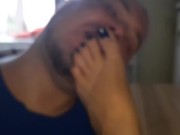 Licking dirty flip flops 16/16