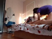 When my stepsister was reading a book, I would lick her pussy 16/16