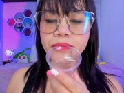 Lila Jordan drools in a glass 13/16