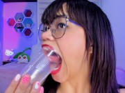 Lila Jordan drools in a glass 9/16