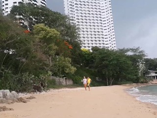 NAKED on Public Beach # Public EXHIBITIONISM before Storm