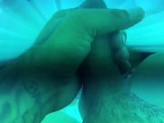 Public Tanning Bed- Edging leads to CUMSHOT