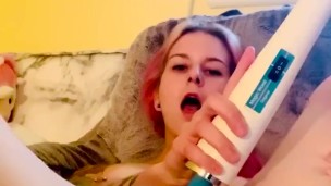 stoned slut cums with loud orgasm 