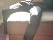 Business meeting - hotel stop over. Walking in new suit. Shirt and tie cum