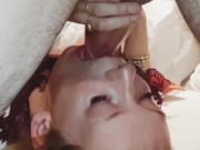 Naughty blonde gets choked, spanked & creampied  5/16