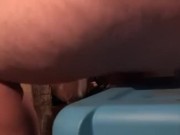Taking huge dildo in ass