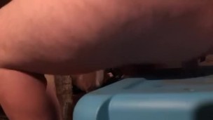 Taking huge dildo in ass