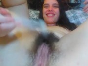 Makeup Brush makes Hairy Pussy Cum! Pinkmoonlust gets Serious with Foreign Object Insertion! 9/16