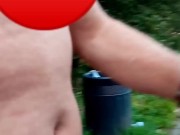 Flashing dog walker in car