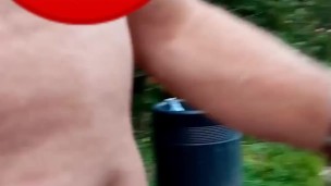 Flashing dog walker in car