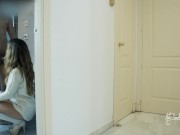 Hotel. Delivery guy fucks me while bf watches. Two creampies: Cuckold fantasy scene FMM 1/16