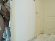 Hotel. Delivery guy fucks me while bf watches. Two creampies: Cuckold fantasy scene FMM 3/16